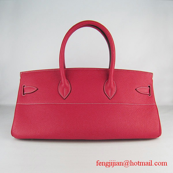 Hermes Birkin 42cm Togo Leather Bag 6109 Red silver padlock